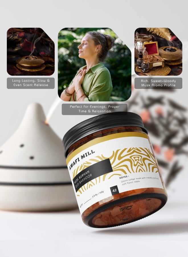 AWAFI MILL Musk Burhan Incense Resin Blend 100g (3.5 Oz) - Pack of 5 | Bakhoor for Charcoal & Electric Burners | Warm Musky-Amber, Soft Floral & Woody Aroma | Loose Resin - Image 3